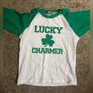 Kids Lucky Charmer Tee - Green & White
